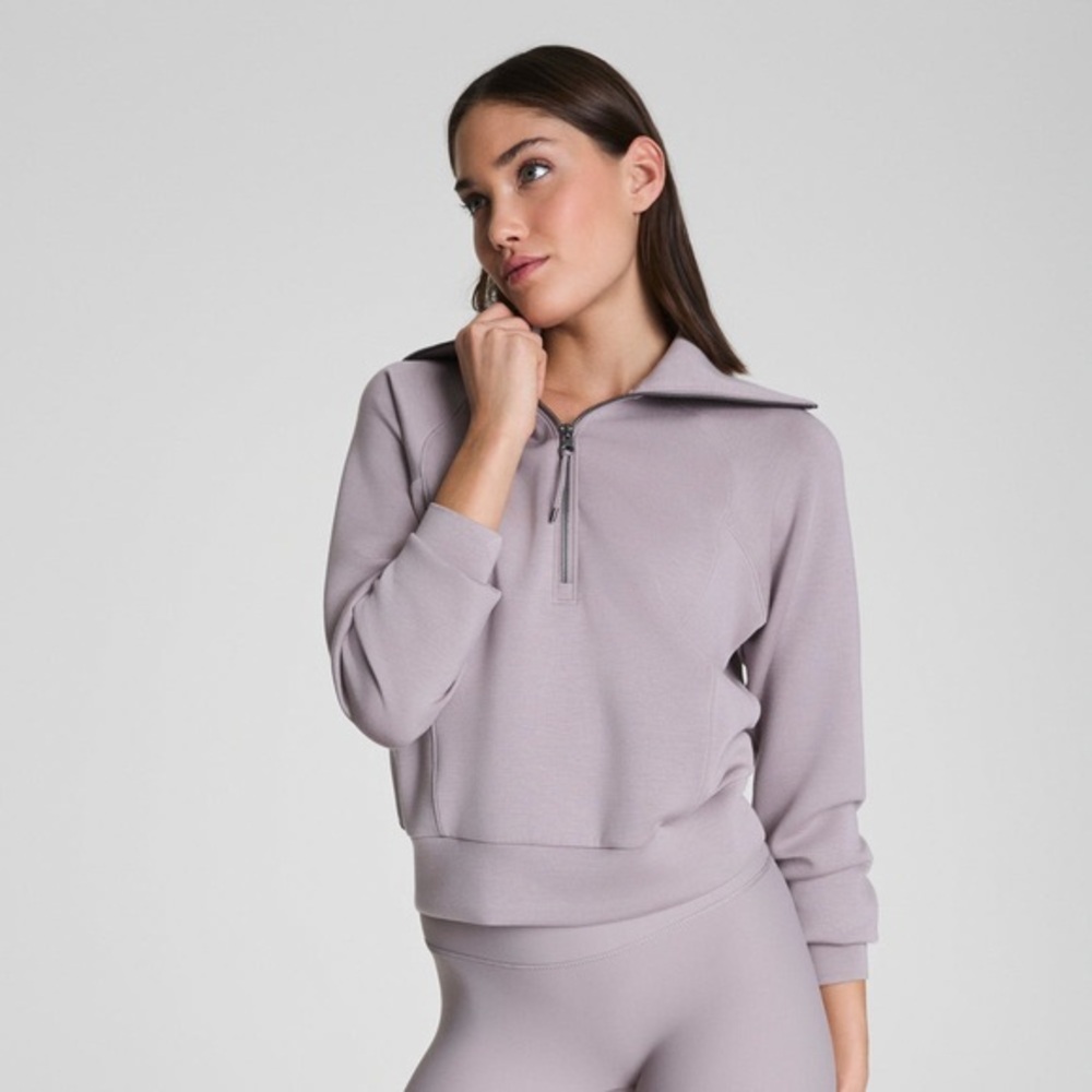 SPANX AirEssentials Half Zip in Coastal Fog